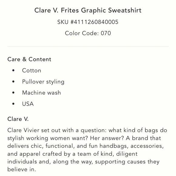 Clare V Frites Sweatshirt - Picture 4 of 8